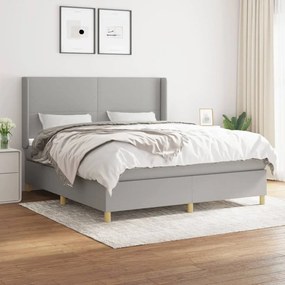 vidaXL Cama com molas/colchão 160x200 cm tecido cinzento-claro