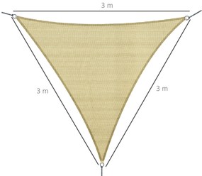 Vela de Sombra Triangular 3x3x3 m Toldo Vela de HDPE com Proteção UV A