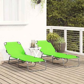 Espreguiçadeira Dobrável 2 pcs Verde Portátil Tecido Oxford 600D