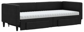Sofá-cama com gavetão e gavetas 80x200 cm tecido preto