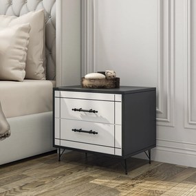 Mesa de Cabeceira Night – Branco/Preto – 50x55x40 cm
