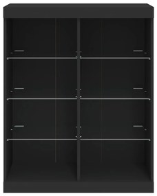 Aparador com luzes LED 81x37x100 cm preto
