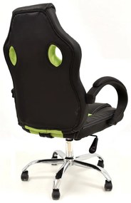 Cadeira de escritório SEPANG, gaming, pele sintética preta, tecido mesh verde pistache