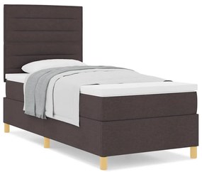 Cama Box Spring com Colchão Castanho Escuro 90x200 cm Tecido