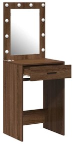 Mesa de Maquiagem vidaXL com Luzes LED Castanho Carvalho 50x41x135 cm