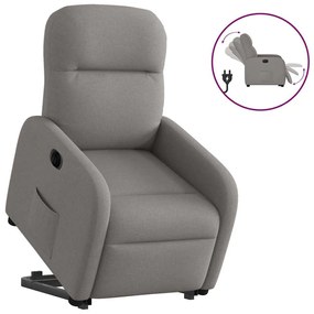 vidaXL Poltrona reclinável elevatória elétrica cinza-acastanhado