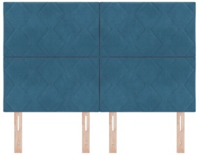 Cabeceira Design de Diamante Azul Escura 160 cm Veludo