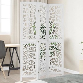 vidaXL Biombo com 3 painéis madeira de paulownia maciça branco