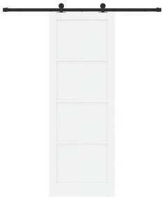 Porta de Correr com Conjunto de Hardware Branca 83x232 cm Madeira Sóli