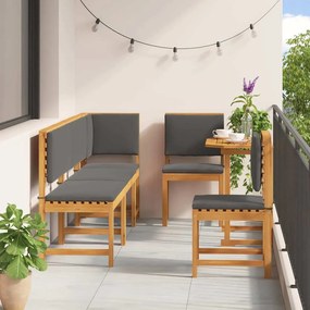 Conjunto de Jantar para o Jardim com 6 Peças e Almofadas em Madeira Só