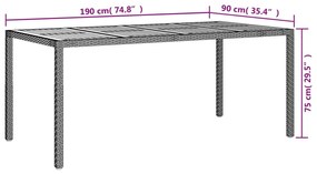 7 pcs conjunto de jantar p/ jardim c/ almofadões vime PE cinza