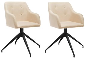 vidaXL Cadeiras de jantar giratórias 2 pcs tecido cor creme