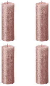 Bolsius Velas rústicas cilíndricas Shimmer 4 pcs 190x68 mm rosa