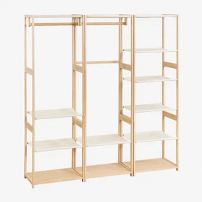 Guarda-roupa Modular Aberto Deneb De 3 Peças Com Prateleiras De Bambu Natural - Sklum