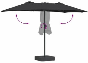 Guarda-sol de Jardim Preto 385 x 209 x 244 cm tecido