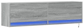 Móvel de parede p/ TV c/ luzes LED 140x31x38 cm cinzento sonoma