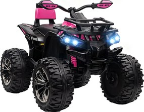 HOMCOM Quad Elétrico Infantil 12V com 2 Motores, 3-8 km/h, Música, Faróis LED e USB, Rosa | Aosom Portugal