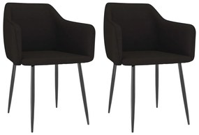 Cadeiras de jantar 2 pcs tecido preto