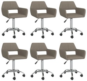 vidaXL Cadeiras de jantar giratórias 6 pcs tecido cinzento-acastanhado