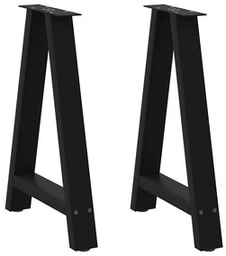 Pés para mesa de jantar em formato A, 2 peças, preto, 60x(72-73) cm, a