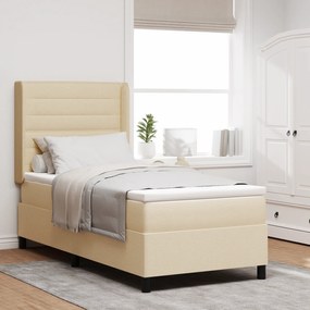 Camas Box com Colchão vidaXL Creme 100x200 cm Tecido