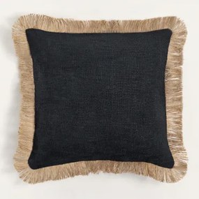 Coussin Carré 45x45 Cm En Coton Paraiba Preto - Crema Linho - Sklum