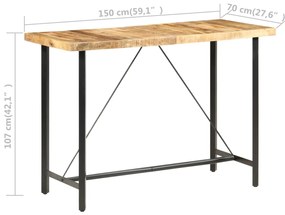 Mesa de bar 150x70x107 cm madeira de mangueira áspera