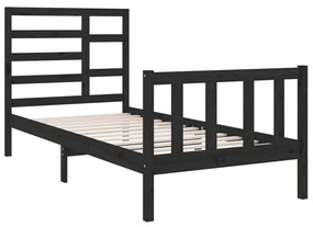 Estrutura cama pequena solteiro 75x190 cm madeira maciça preto