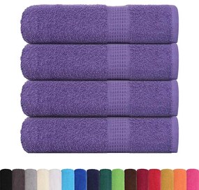 Toalhas de mãos 4 pcs 50x100 cm 360 gsm 100% algodão roxo