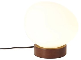 Candeeiro de Mesa Japandi em Madeira com Vidro Opalino - Sally