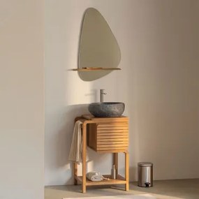 Conjunto De Móvel De Casa De Banho Em Madeira De Teca Bradley Irregular Em Cimento Preto ↔︎40 Cm Fedro & Irregular Com - Sklum