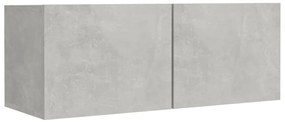 Conjunto móveis de TV 4 pcs madeira processada cinzento cimento