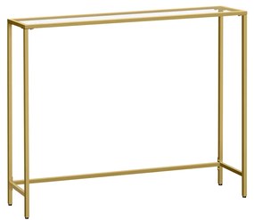 Mesa consola moderna em vidro temperado e metal 20 x 100 x 80 cm dourado claro transparente