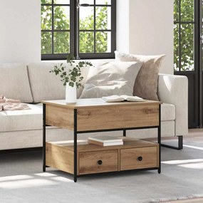 vidaXL Mesa de centro com gaveta Carvalho Artesanal 70 x 50 x 54.5 cm