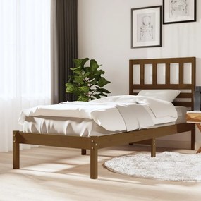 Estrutura de cama 100x200 cm madeira pinho maciço castanho mel