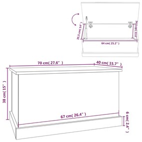 Caixa de arrumação 70x40x38 cm derivados madeira cinza sonoma