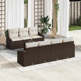 vidaXL Conjunto de Sofá de Jardim de 8 Peças com Almofadas Castanho de Rattan Poliéster