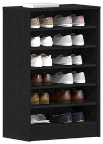 Armário de Sapatos vidaXL Preto Carvalho 60x35x92 cm Madeira de Engenh