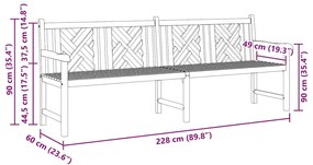Banco de jardim Castanho 228 x 60 x 90 cm