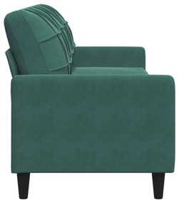 Sofá de 3 lugares 210 cm veludo verde-escuro