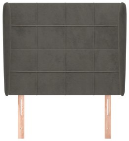 Cabeceira cama c/ abas veludo 83x23x118/128 cm cinzento-escuro