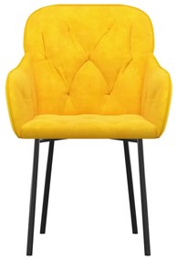 Cadeiras de jantar 2 pcs veludo amarelo