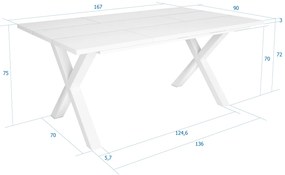 Mesa de sala de jantar | 8 pessoas | 170 | Robusto e estável graças à sua estrutura e pernas sólidas | Ideal para reuniões familiares | Branco | Estil