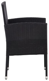 9 pcs conjunto de jantar para jardim vime PE e aço preto