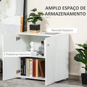 Aparador de Sala de Estar com 2 Portas Armário Auxiliar com 2 Prateleiras para de Livros Roupa Brinquedos Estilo Moderno 70x39x70cm Branco