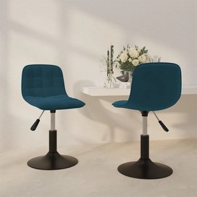 vidaXL Cadeiras de jantar giratórias 2 pcs veludo azul