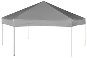 Tenda festas pop-up hexagonal, 6 paredes, cinzento 3,6x3,1m