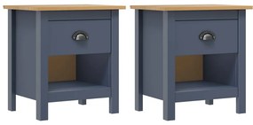 vidaXL Mesas de cabeceira Hill 2 pcs 46x35x49,5 cm pinho cinza