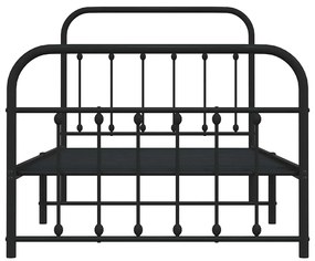 Estrutura de cama com cabeceira e pés 100x190 cm metal preto