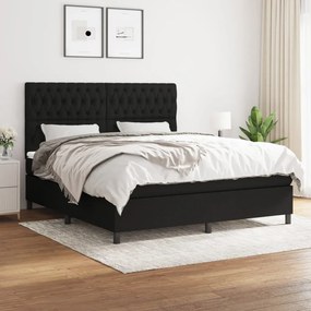 vidaXL Cama com molas/colchão 180x200 cm tecido preto